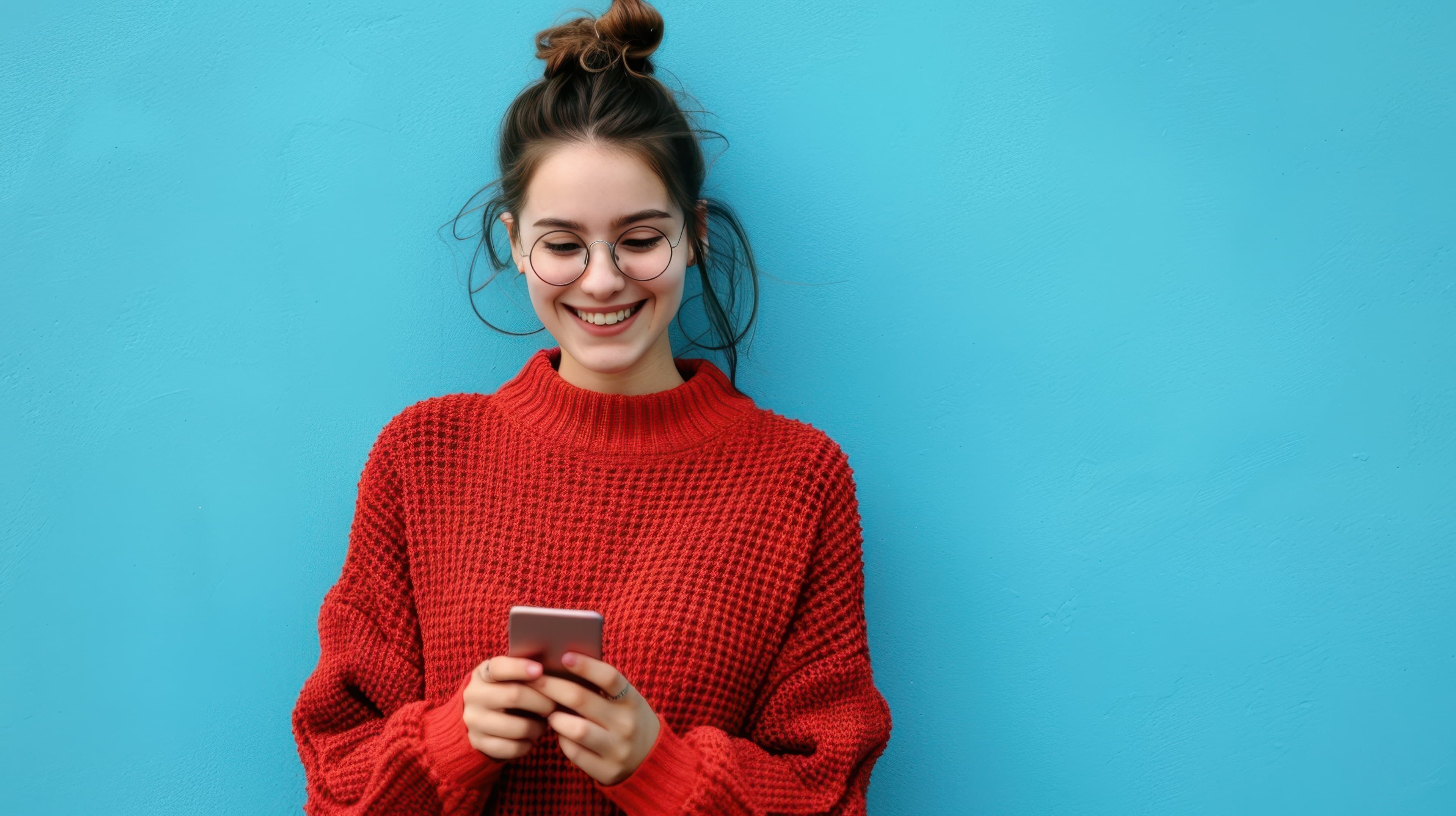 Woman in red sweater